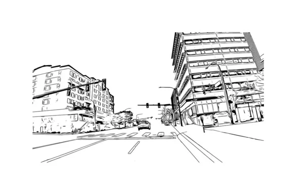Print Vue Sur Bâtiment Avec Point Repère Everett Est Ville — Image vectorielle