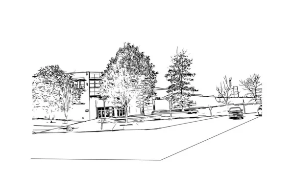 Everett Simgesi Olan Print Building View Washington Daki Bir Şehirdir — Stok Vektör