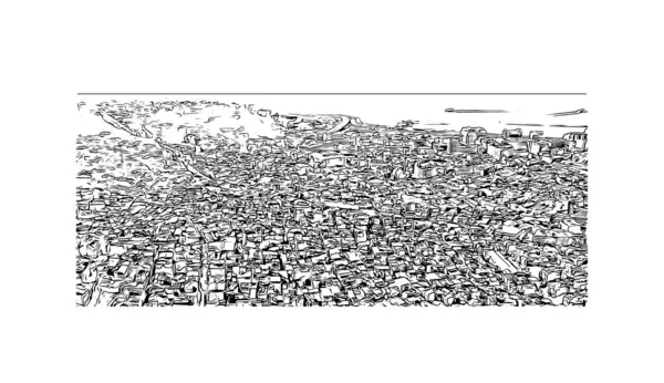 Προβολή Κτιρίου Ορόσημο Της Σμύρνης Είναι Μια Πόλη Στην Τουρκία — Διανυσματικό Αρχείο