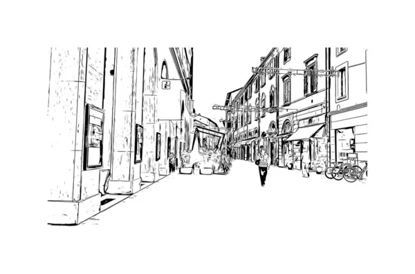 Прінт Білдінг Орієнтиром Імоли Місто Італії Намальована Вручну Ілюстрація Векторі — стоковий вектор