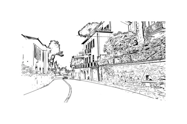 印象馆的地标是意大利的一个城市 矢量手绘草图 — 图库矢量图片