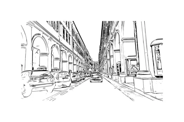 Print Building View Landmark Imperia Staden Italien Handritad Skiss Illustration — Stock vektor