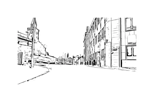 Print Vue Imprenable Sur Inverness Est Une Ville Écosse Illustration — Image vectorielle