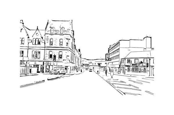 Print Vue Imprenable Sur Inverness Est Une Ville Écosse Illustration — Image vectorielle