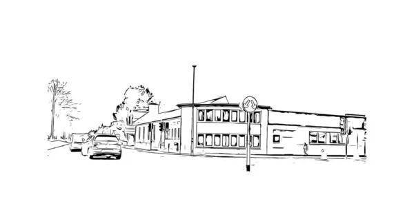 Print Building View Landmark Inverness Stad Skottland Handritad Skiss Illustration — Stock vektor