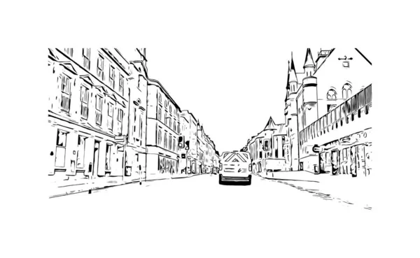 Print Vue Imprenable Sur Inverness Est Une Ville Écosse Illustration — Image vectorielle