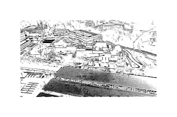 Imprimer Vue Sur Bâtiment Avec Point Repère Irvine Est Ville — Image vectorielle