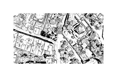 İstanbul 'un tarihi yapısına sahip Print Building view Türkiye' nin büyük bir kentidir. Vektörde elle çizilmiş çizim çizimi.
