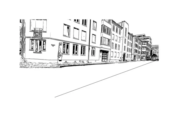 Print Vue Sur Bâtiment Avec Point Repère Gothenburg Est Principale — Image vectorielle