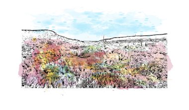 Jena, Almanya 'da Jena eyaletinde yer alan bir şehirdir. Vektörde elle çizilmiş resim ile suluboya sıçraması.