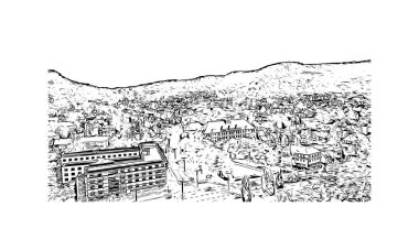Jena, Almanya 'da Jena eyaletinde yer alan bir şehirdir. Vektörde elle çizilmiş çizim çizimi.