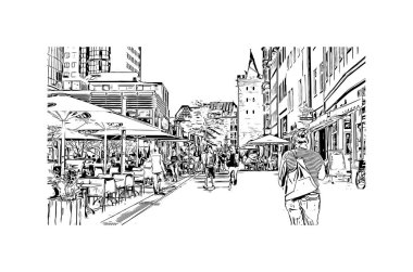 Jena, Almanya 'da Jena eyaletinde yer alan bir şehirdir. Vektörde elle çizilmiş çizim çizimi.