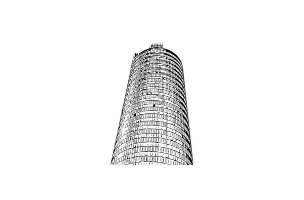 Imprimir Vista Del Edificio Con Hito Jena Ciudad Alemania Dibujo — Vector de stock