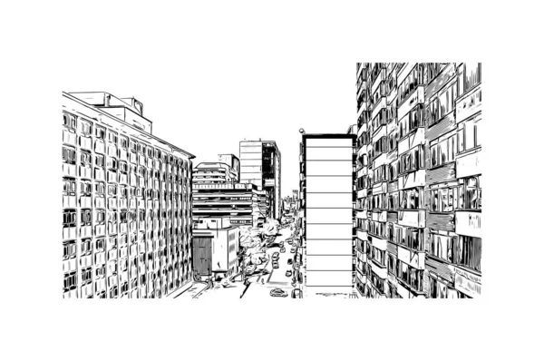 Imprimer Ville Johannesburg Est Située Afrique Sud Illustration Dessinée Main — Image vectorielle