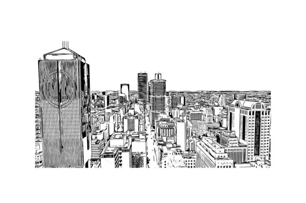 Johannesburg Manzaralı Print Building Güney Afrika Bir Şehirdir Vektörde Elle — Stok Vektör