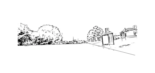 Printt Building View Landmark Jonesboro Cidade Arkansas Desenho Desenhado Mão — Vetor de Stock