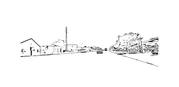 Print Building Vista Com Marco Jonesboro Cidade Arkansas Desenho Desenhado — Vetor de Stock