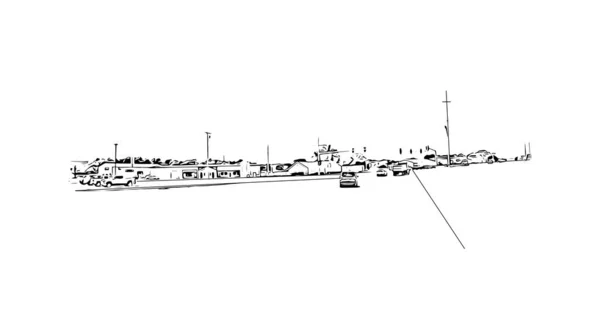 阿肯色州的一个城市是带有Jonesboro地标的印刷厂 矢量手绘草图 — 图库矢量图片