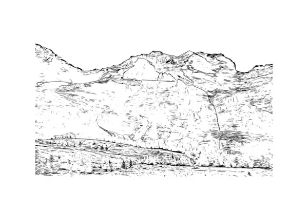Das Wahrzeichen Der Jungfrau Ist Der Gipfel Der Schweiz Handgezeichnete — Stockvektor