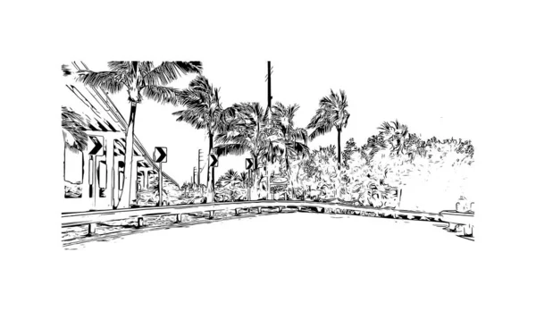 Blick Auf Das Gebäude Mit Dem Wahrzeichen Von Key Largo — Stockvektor