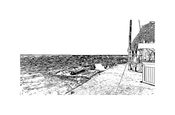 Imprimer Vue Bâtiment Avec Point Repère Key Largo Est Lieu — Image vectorielle