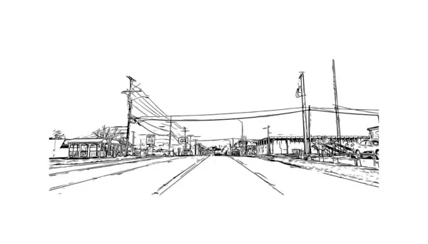 Print Building View Landmark Kearney Länsplatsen Usa Handritad Skiss Illustration — Stock vektor