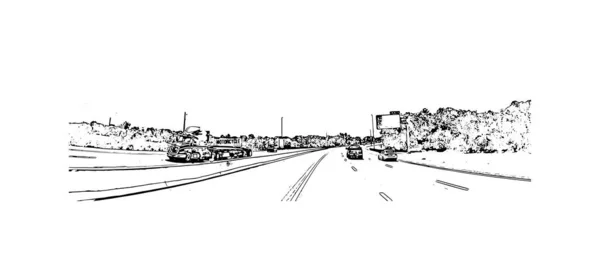 杰克逊维尔的标志性建筑是佛罗里达州人口最多的城市 矢量手绘草图 — 图库矢量图片