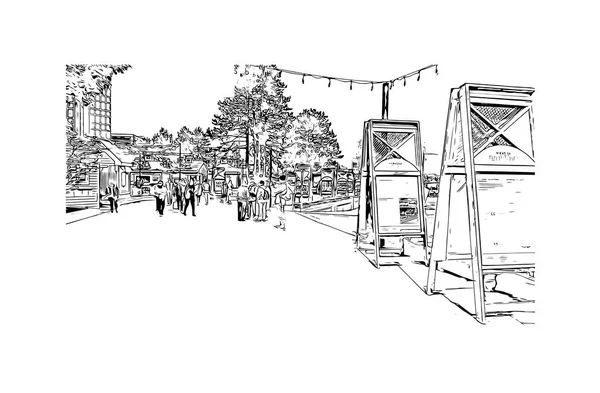 Imprimer Vue Édifice Avec Monument Halifax Est Ville Canada Illustration — Image vectorielle