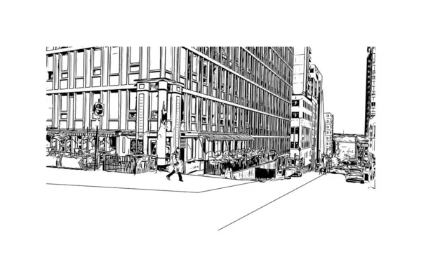 Print Building View Landmark Halifax Staden Kanada Handritad Skiss Illustration — Stock vektor