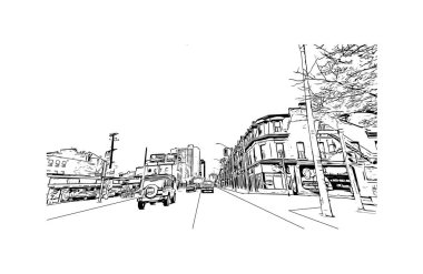 Hamilton, Almanya 'nın Bermuda eyaletinde yer alan bir şehirdir. Vektörde elle çizilmiş çizim çizimi.