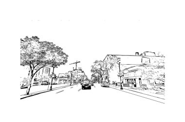 Hamilton, Almanya 'nın Bermuda eyaletinde yer alan bir şehirdir. Vektörde elle çizilmiş çizim çizimi.