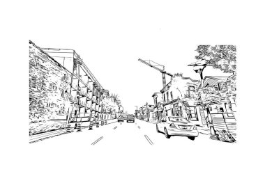 Hamilton, Almanya 'nın Bermuda eyaletinde yer alan bir şehirdir. Vektörde elle çizilmiş çizim çizimi.