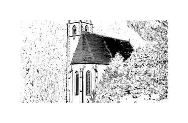 Heiligenblut, Avusturya 'da bir şehirdir. Vektörde elle çizilmiş çizim çizimi.