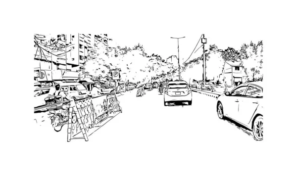 Print Vue Imprenable Sur Karachi Est Grande Ville Pakistan Illustration — Image vectorielle