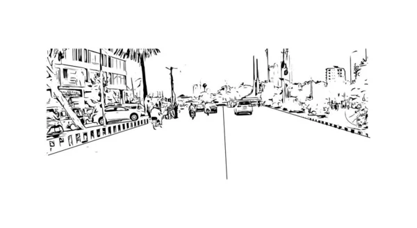 Print Vue Imprenable Sur Karachi Est Grande Ville Pakistan Illustration — Image vectorielle