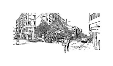 La Laguna, İspanya 'da bir şehirdir. Vektörde elle çizilmiş çizim çizimi.