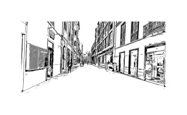 La Laguna, İspanya 'da bir şehirdir. Vektörde elle çizilmiş çizim çizimi.