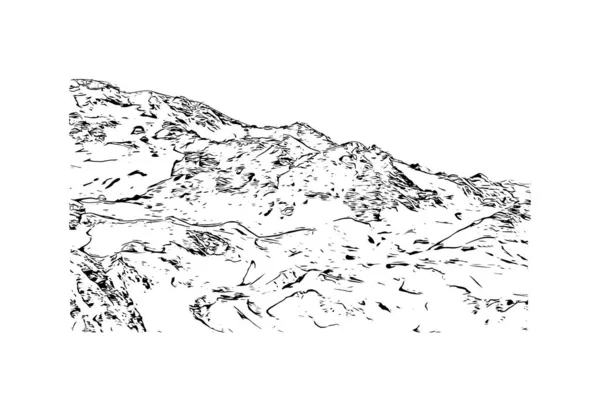 Imprimir Vista Del Edificio Con Punto Referencia Plagne Una Zona — Vector de stock