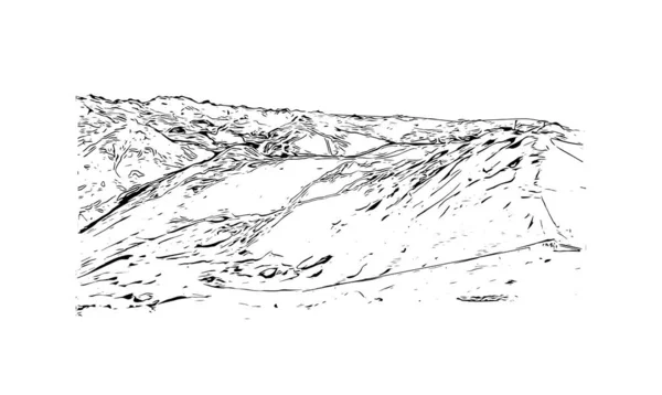 랜드마크가 전망은 아즈의 알프스 계곡에 프랑스 지역이다 벡터로 손으로 스케치 — 스톡 벡터
