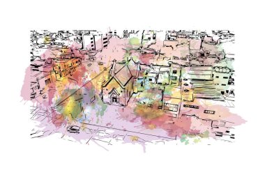 La Plata, Arjantin 'de yer alan bir şehirdir. Vektörde elle çizilmiş resim ile suluboya sıçraması.