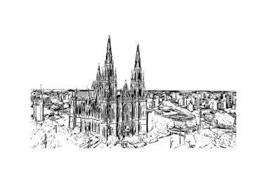 La Plata, Arjantin 'de yer alan bir şehirdir. Vektörde elle çizilmiş çizim çizimi.