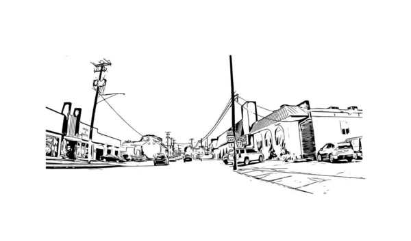 Print Building View Landmark Lancaster City Pennsylvania Hand Drawn Sketch — Stock Vector