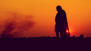 silhouette superhero running pee Sewing and draining from one's own yawning concept