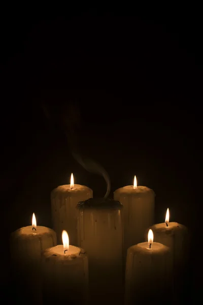 Moody Candles with smoke — Stock Photo, Image