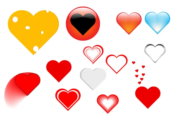 Many shapes of hearts — Stock Vector