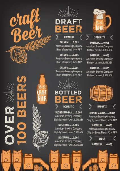 Beer restaurant cafe menu — Stock Vector