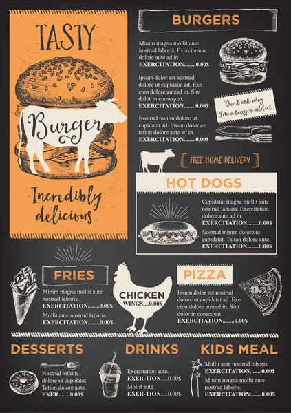 Burger-Menü-Design — Stockvektor