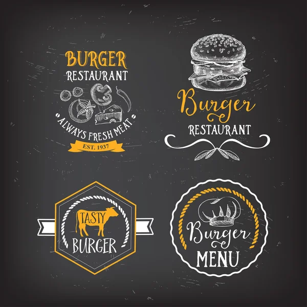 Burger menu restaurant badges — Stockvector