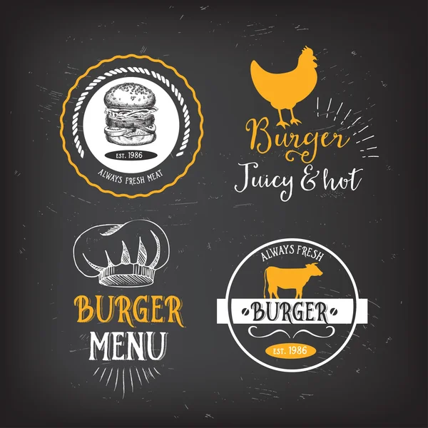 Burger menu restaurant badges — Stock Vector