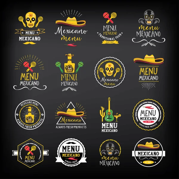 Menu logo mexicain et conception de badge . — Image vectorielle